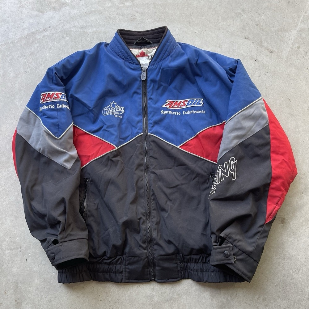 Vintage Amsoil Nascar Racing Bomber‎ Jacket Choko Design Mens Large